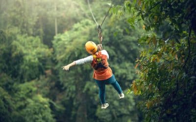 Zip line in Xplor Park, Cancun